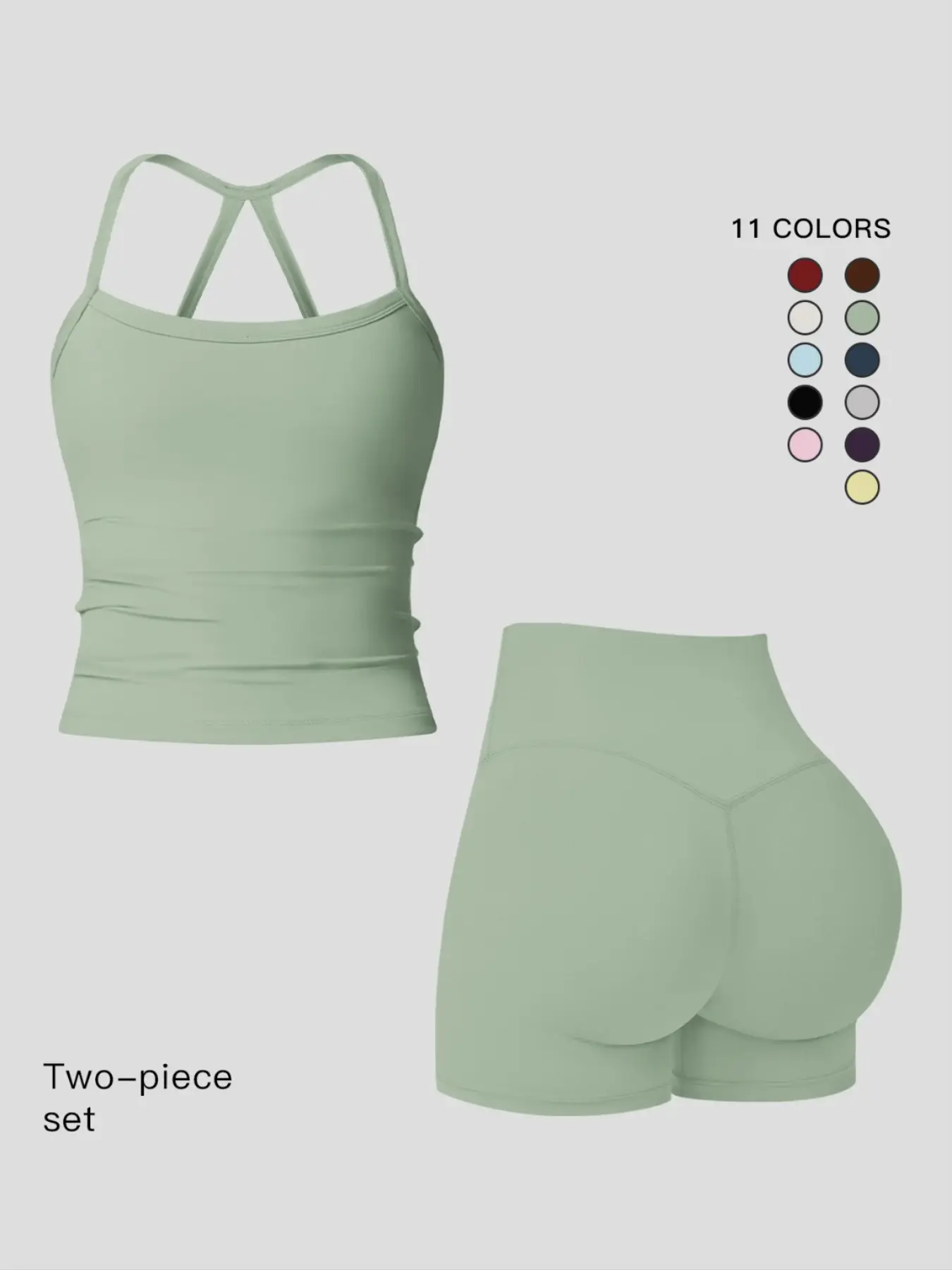 Women's Quick-Dry Two-piece Set, Solid Backless Cami Top & High Waist Tummy Control Butt-Lifting Shorts, Ladies Sportswear, Activewear Fitness Wear, Fitness Wear for Yoga, Gym, Running & Indoor Outdoor Wear
