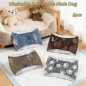 2pcs Washable Reusable Dog Diapers, Pet Safety Hygiene Pants, Anti-Interrupt Cloth Underwear for Dogs & Cats, Pet Care Nappies，Excited peeing, Marking territory, Dog wrap washable#Dog Belly Bands
