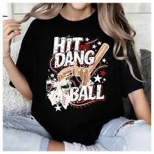 100% Cotton Hit The Dang Ball Trendy Baseball Softball Shirt, Retro Baseball Mama Shirt, Baseball Mom Game Day Tee, Mother Day Gift