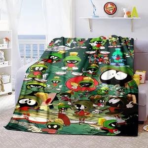 Martian Marvin (4) Pattern Soft and Comfortable Flannel Blanket, Home Living Room Sofa Office Chair Napping Camping Machine Washable Four Seasons Blanket, Gift for Family, Friends, and Anime Fans, Christmas Decoration