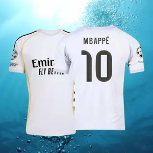 25 26 Champions League Home Kit White 10#Mbappé Short Sleeve Soccer Jersey Fans Version