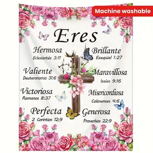 Modern Spanish Bible Verse Blanket Christian Room Decor Regalos Cristianos Soft Flannel Throw Spanish Scripture Faith Aesthetic Healing Wrap