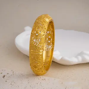 PEAS 18K Gold Plated Jewelry Dragon Phoenix Cuff Bracelet