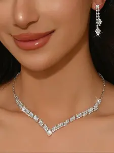 Elegant Bridal Jewelry Set, Sparkling Rhinestone Accessories for Wedding Dresses, Perfect Party Evening Wear for Women