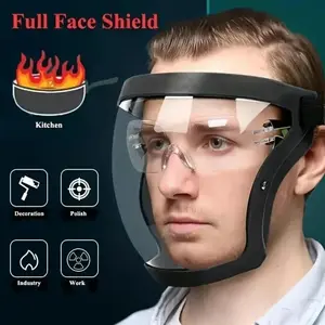 Full-Face Transparent Protection Mask with Adjustable Buckle, Reusable Heat-Resistant Facial Shield, Kitchen Safety Gear for Work & Outdoor Use (Kitchen accessories)