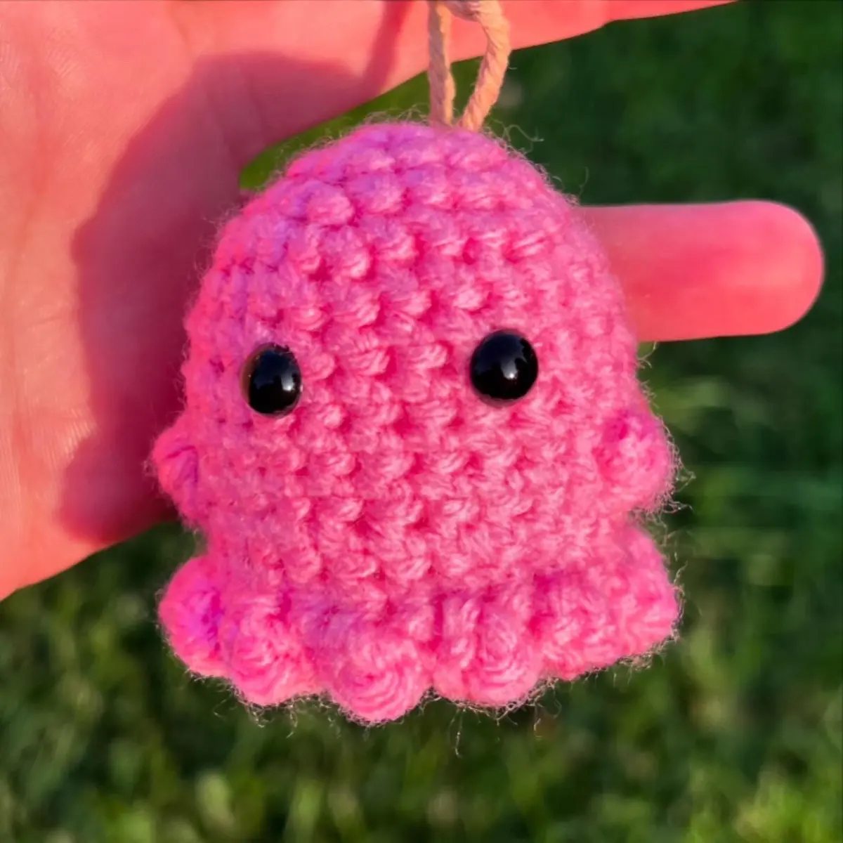 Handmade Pink Crochet Ghost Keychain - Perfect for Halloween