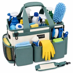 This portable cleaning and storage bag features both a waist strap and a shoulder strap making it suitable for storing car cleaning tools it includes five collapsible dividers
