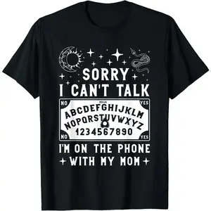 sorry i can't talk ouija board graphic tshirt, funny witchy mom oversized tee, men's gothic spirit streetwear casual cotton top, spooky occult daily wear gift shirt