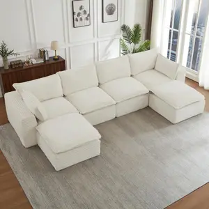 Niccae U-Shape Convertible Cloud Sectional Couch with Ottoman, Oversized Indoor Furniture for Living Rooms