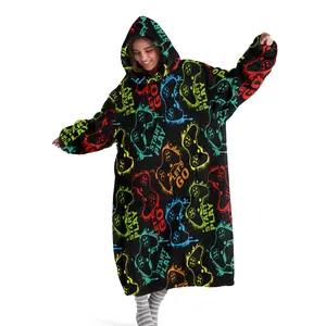 hoodie blanket, Wearable Blanket, Cozy Hooded Blanket, Hooded Blanket Wearable Game Controller Print Flannel Soft Warm Throw for Sofa Home Leisure Air Conditioning Nap Office Bed Camping Travel Gift, Christmas Gift, Valentine's Day gift