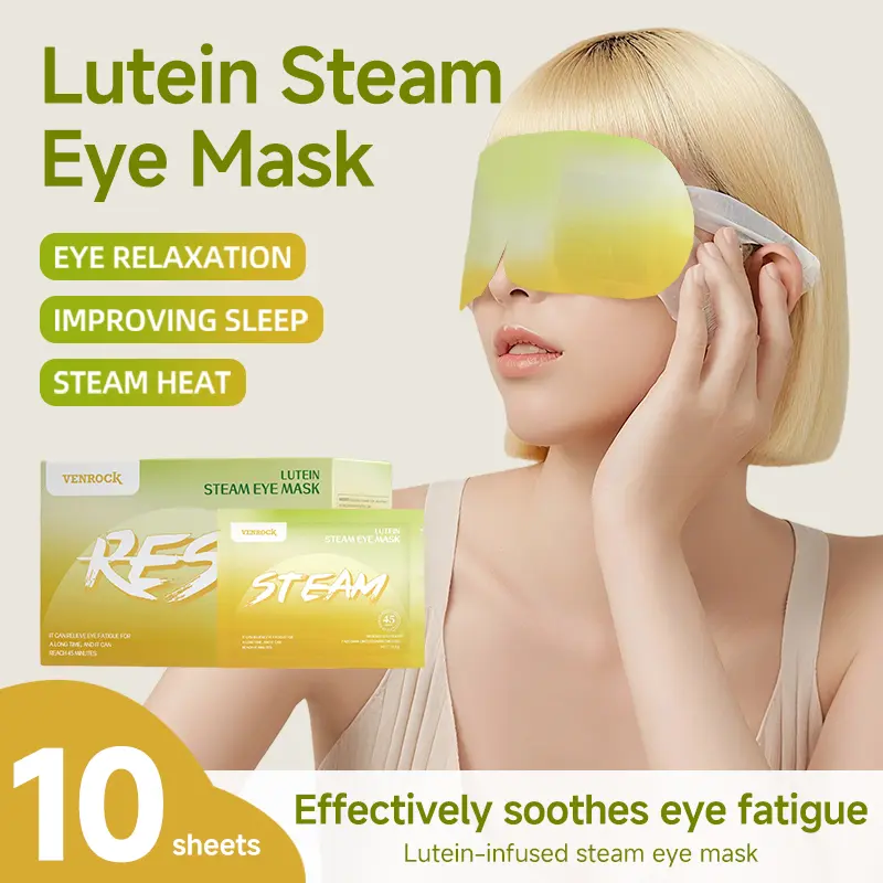 VENROCK Lutein Steam Eye Mask - Relieve Eye Fatigue & Fade Dark Circles, 10 Packs Set