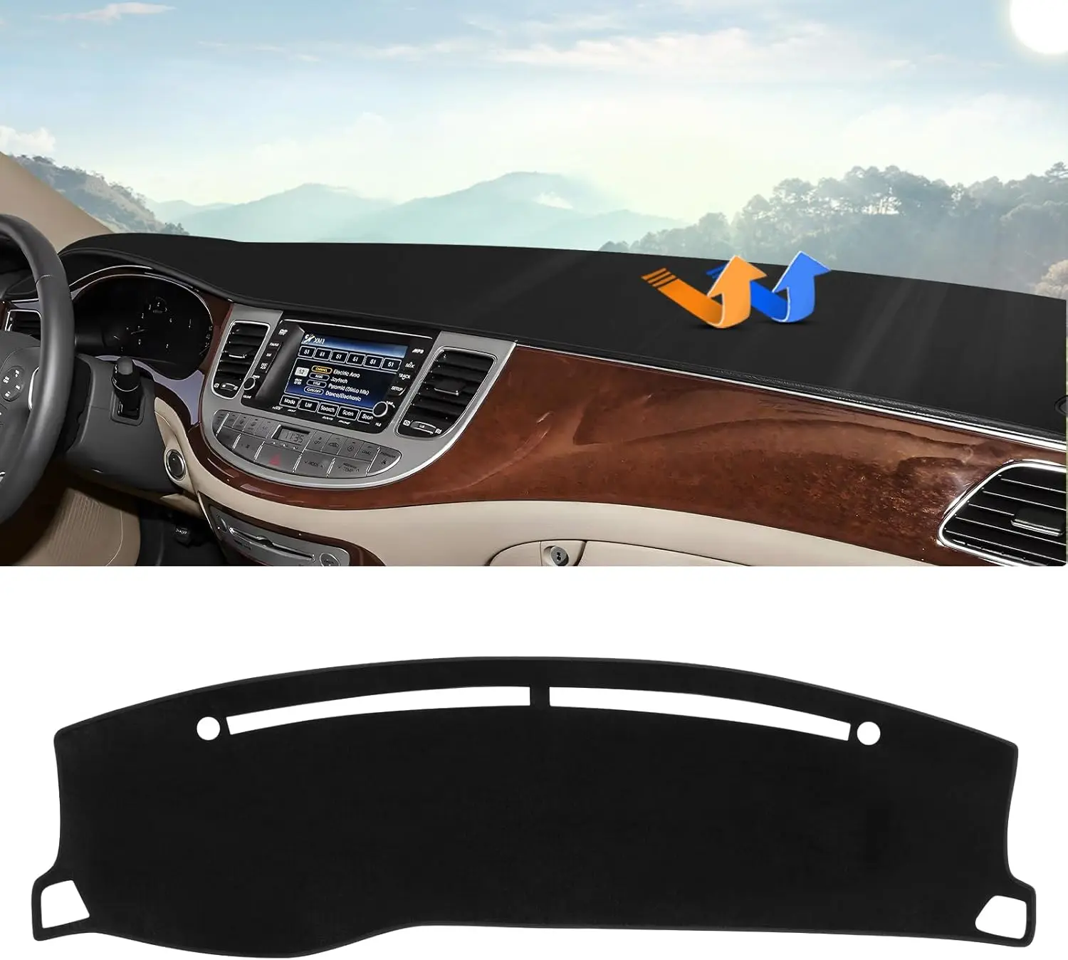 KUST Custom Fit Velvet Dashboard Cover Mat for 2008-2014 Hyundai Genesis 4-Door Sedan, Car Interior Accessory with Sun Protection, Glare Shield, UV Rays Shield, Easy Installation