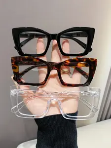 Fashion Transparent Eyeglasses Set, Eye-Care Anti-Fatigue Square Frame Cat-Eye Glasses, No Prescription Casual Style Accessories