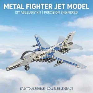 Advanced Metal Building Set Fighter Jet, Mechanical DIY Assembly Military Aircraft Model Kit, Premium Stainless Steel Engineering Blocks, Challenging Collectible Gift for Teens and Adults
