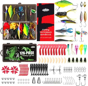 126 pcs Fishing Lures - 2025 New Tackle Box with Tackle Included, Fishing Kit with VIBs, Frogs, Minnows