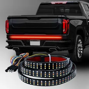 60 Inch Tailgate Light Bar Triple Row 432 LED Chips with Red Brake White Reversing Sequential Amber Turn Signals Light for Pickup Truck