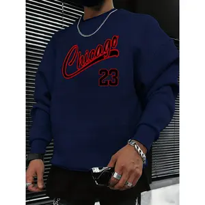 Men's Fashion Creative Design Chicago 23 Printed Sports Casual Commuting Versatile Long Sleeve Crew Neck Sweatshirt Xiangpan Ming Selection, Multiple Colors Available