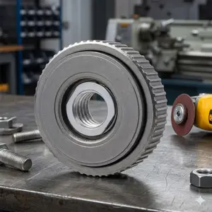 Professional Grade Stainless Steel Flange Nut Kit, M14 Thread internal 7 External Flanges for 115mm & 125mm Angle Grinders, Heavy-Duty Corrosion-Resistant Grinding Parts for Metal & Stone Work