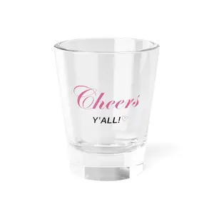 Cheers Y'All Shot Glass in Pink and Black, 1.5oz - Drinkware