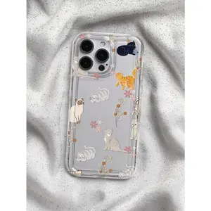 Big Head Of Cat Liquid Silicone Mobile Phone Case Full-Body Protection Shockproof Anti-Fall TPU Soft Rubber Case Compatible With IPhone 16/11/12/13/14/15/15pro/15 Plus/15 Promax/7plus/8plus/X/Xs Max/Xr/11pro/12pro/13pro/14pro/12mini/13mini/11promax/12prom