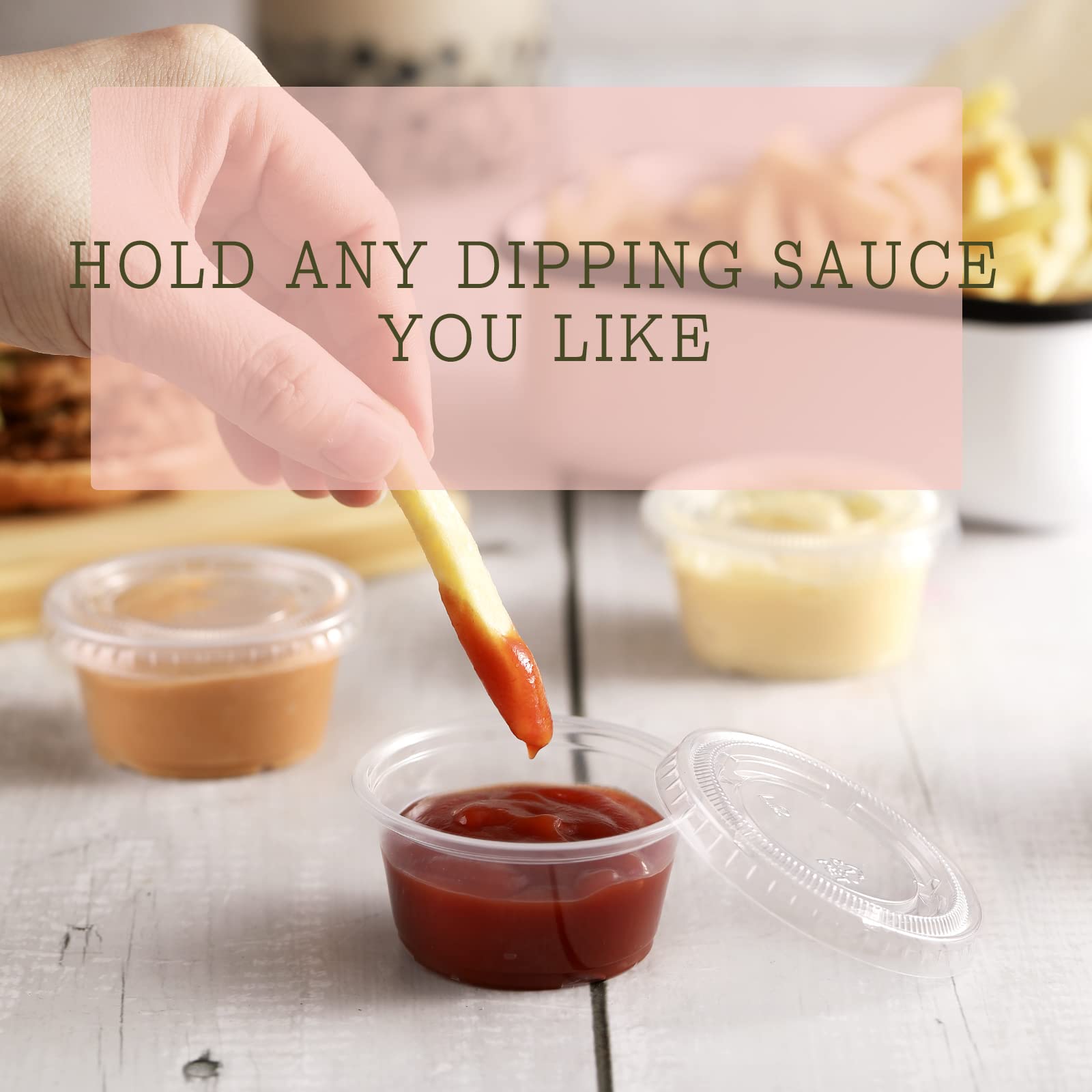 130 sets - 2 oz Jello Shot Cups, Small Plastic Containers with Lids, Airtight and Stackable Portion Cups, Salad Dressing Container, Dipping Sauce Cups, Condiment Cups 130 sets - 2 oz Jello Shot Cups, Small Plastic Containers with Lids, Airtight and Stackable Portion Cups, Salad Dressing Container, Dipping Sauce Cups, Condiment Cups