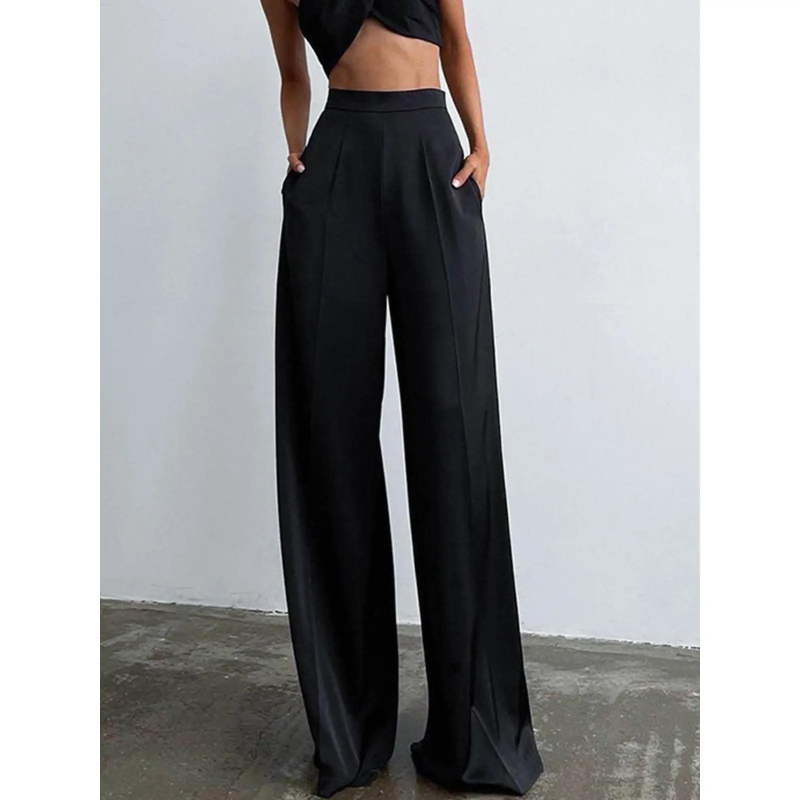 Oversized Satin Wide Leg Dress Pants