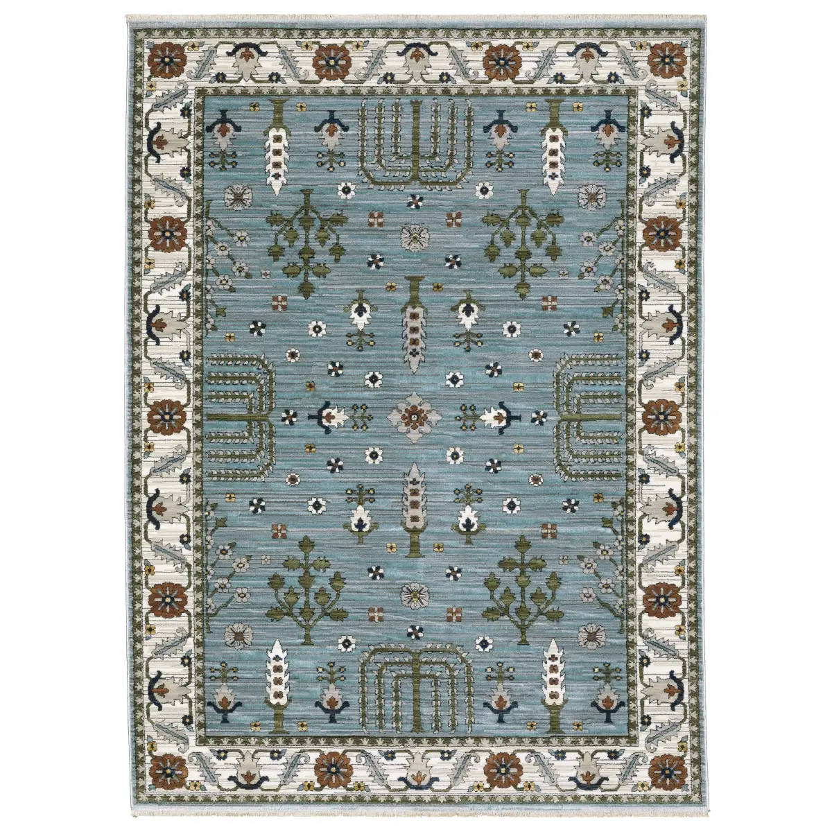 Sphinx by Oriental Weavers Keira KEI06100153ST Traditional Power Loomed Rectangle Area Rug - Classic Shape Artistic Design Rug for Room Decor, House Decor, Indoor Space, Soft Polyester Yarns, 3'3"x5', Blue, Ideal for Classic & Contemporary Interiors, Arti