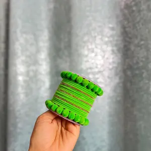 Parrot Green velvet bangle set