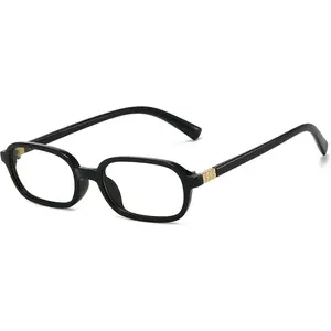 Women's Retro Non-Prescription Sunglasses - 1pc Thin-Frame Rectangular Small Square Lens Slimming Versatile Fashion Eyewear Shades, Retro Non-Prescription Glasses