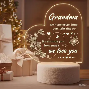 Engraved Night Light for Grandma - Personalized Birthday Gift, Mothers Day Christmas Present, Reusable Keepsake for Nana, Grammy, Grandmother - Thoughtful Home Decor with Warm LED Glow