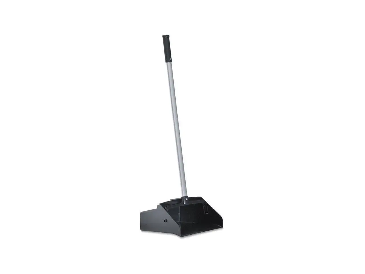 Lobby Dust Pan, Plastic/Aluminum, 11 3/4" Wide, 34" Handle, Black/Silver 02600