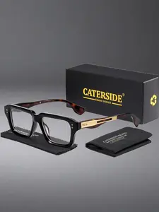 CATERSIDE One Pair With Packaging  Fashion Trend Punk Style Thick Frame Optical Glasses Square Metal Accents Full of Personality Unisex for Music Festival Street Wear Road Trips and Party Gift Decoration