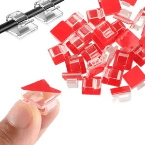 50-Pack Adhesive Wire Clips, Cable Tidier, Bulk Wire Bundle Fixer, Outdoor Christmas Wall Light String Hooks, Magic Light String Organizer Clips