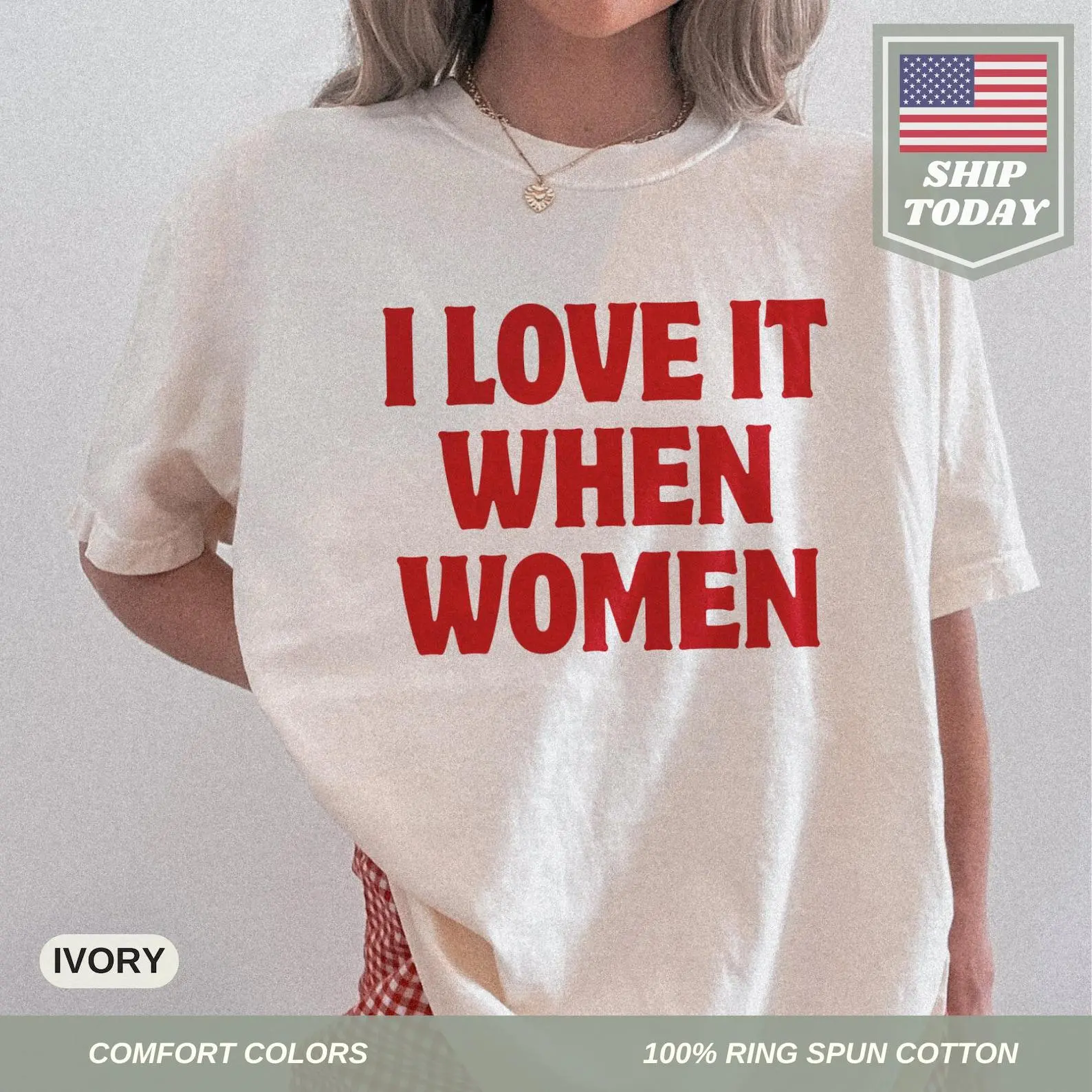 Comfort Colors® I Love It When Women Y2K Shirt For Lesbian Pride Sapphic T-Shirt WLW Bisexual Pride Shirt Gay Pride Gift For Trans Pride Tee