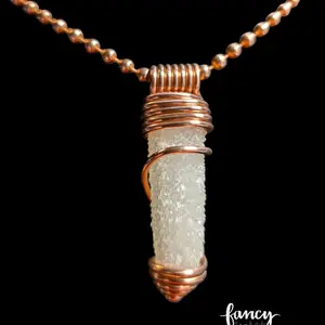 Wire Wrapped Congolese Spirit Quartz and Copper Pendant (Simple Wrapped Style)