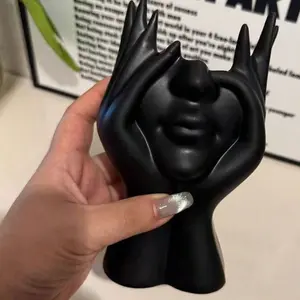 Handmade Creative Human Body Art Makeup Brush Holder, Desktop Storage Box, Decorative Resin Material, Drop-Proof, Lightweight & Portable