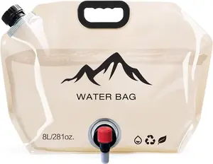 Collapsible 8L Water Storage Bag, BPA-Free Portable Folding Water Jug with Adjustable Faucet, Leakproof Emergency Water Bag for Camping, Hiking, Riding, Outdoor Sport