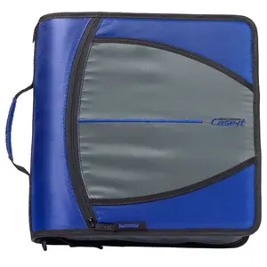 Case-it Might Zip Tab Zipper Binder, 3" O-Ring with 5-Color tab Expanding File Folder  - 600 Sheet Capacity - Midnight Blue