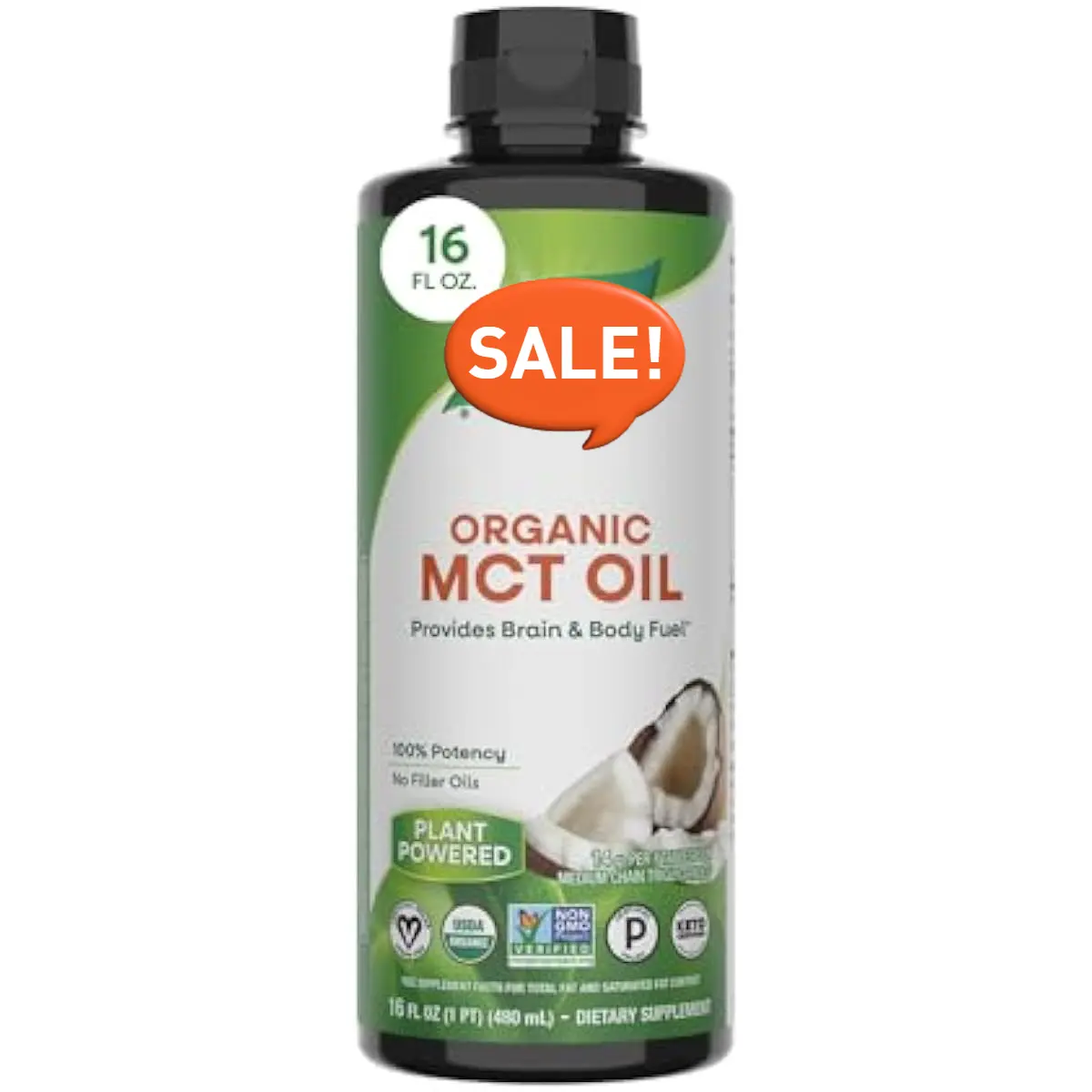 Organic MCT Oil, Brain and Body Fuel*, Liquid Coconut MCT Oil with C8 Caprylic & C10 Capric Acids, 14 g Medium Chain Triglycerides per Serving, Keto & Paleo Certified, Non-GMO, 16 Fl Oz, gift for her and him, couple gift, meaningful gift