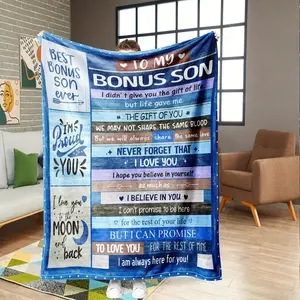 Extra Son Blanket Gift for Stepchild Soft Cozy Throw Blanket for Sofa Bed Perfect Stepdad Stepmom Birthday Christmas Thanksgiving Present for My Bonus Child