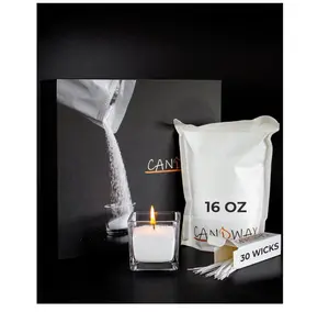 Pearled Candle Wax Sand 16 Oz (450g) - Gift Candle Powder - Plant-Based Smokeless Dripless Candle Unscented - Refillable Candle Pearls with 30 Wicks