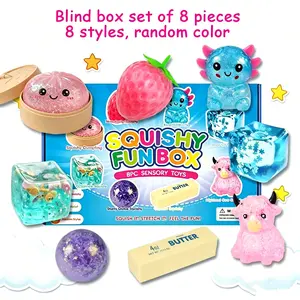 8-Piece Set Squishy Box, Blind Box Malt Sugar Stress Relief Fidget Toys, Sensory Bundle, Creative Slow-Return Squishy, Party Gift, 8 Different Styles