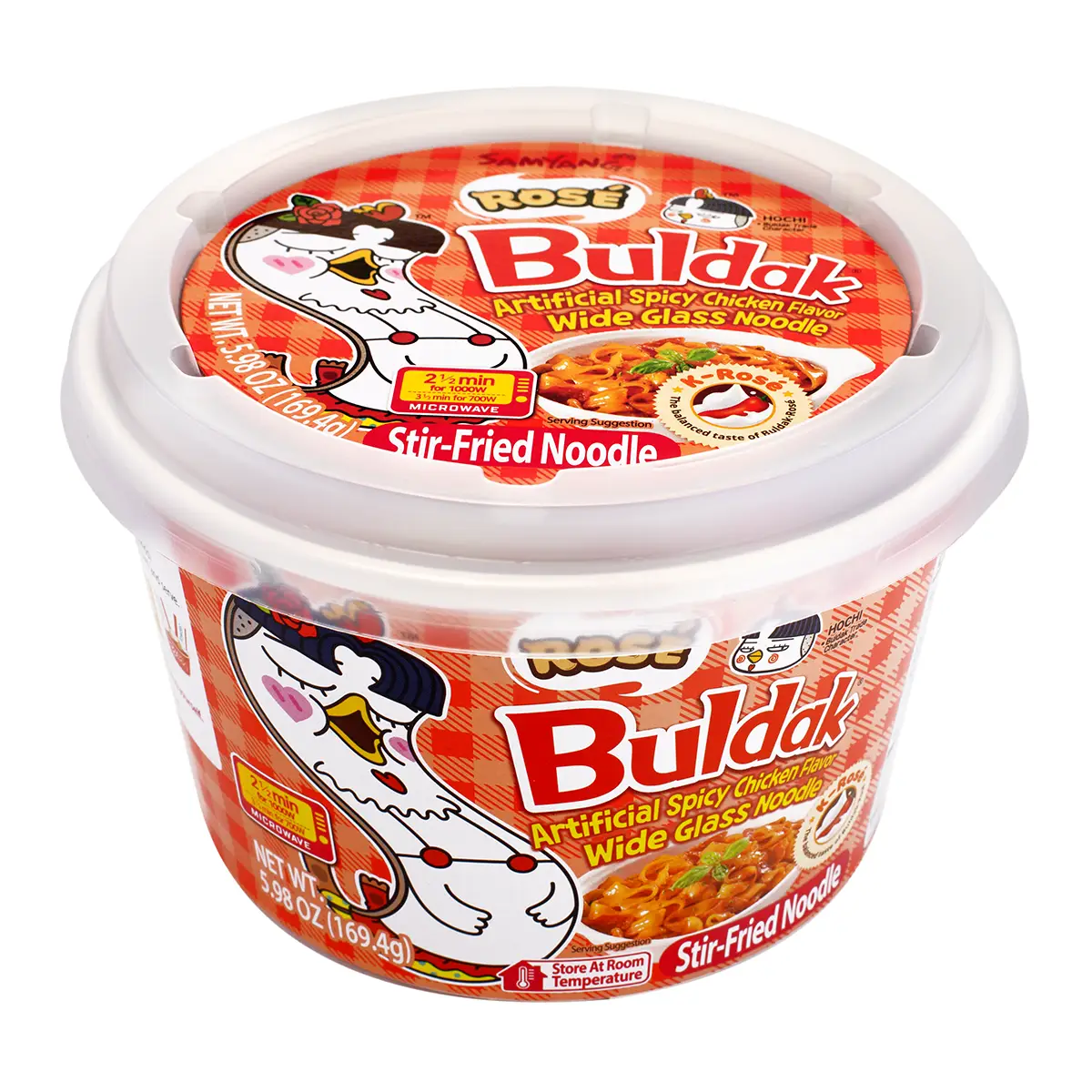 Samyang Rose Buldak Glass Noodle 5.98 oz glassnoodles instant food Korean Savory Chewy Spicy