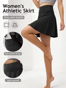 Female High-Waisted Tennis Golf Skirt with Pockets and Shorts - Women's Activewear, Tennis Attire for Running