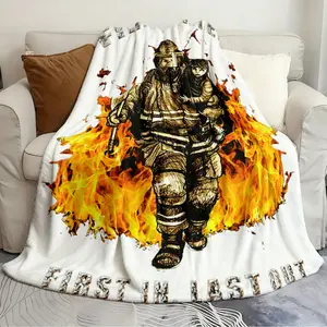 Stylish Blanket Firefighter Rescue Team Firefighter Reusable Quilts Suitable for living room bedroom warming blanket Flannel Cozy Blanket