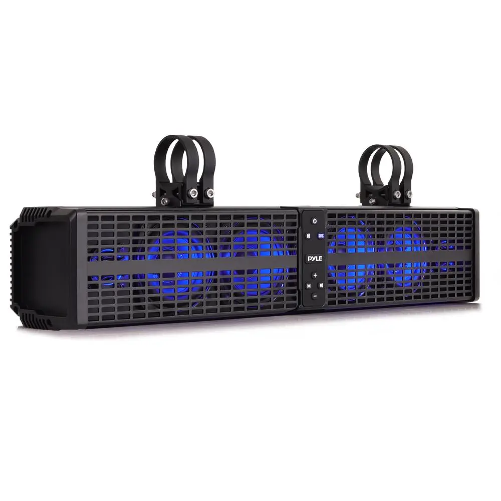 24" Powered ATV/UTV Audio Speaker System - Built-in Class D Stereo Amplifier, 3-Way Sound, Wireless BT Streaming, LED Lights, Smartphone Compatibility, What's in the Box Details Included, Aux To Bluetooth Speakers, Built-In Speakers