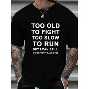 Plus Size Mens Crew Neck Short Sleeve T-Shirts - Breathable Slight Stretch Polyester Fabric, Random Letter Print, Trendy Summer Tees for Big & Tall Guys - Perfect for Casual Street Style, Spring, Summer, and Fall Seasons.