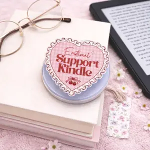 Emotional Support Kindle MagSafe Phone Grip: Pink Heart BookTok Reader Phone Holder, Cute Coquette Book Lover Gift, Phone or Kindle Popgrip