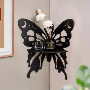 New Creative Wooden Hollow Butterfly Corner Shelf, Right Angle Decorative Wall Decor, Home Decoration Wall Rack, Wall Mounted Storage Organizer