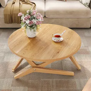 ARCH Round 2-in-1 Transformer Coffee Table with Adjustable Height, 16.5" for Coffee Table, 29.5" for Cocktail Table, Solid Wood, 34.5"